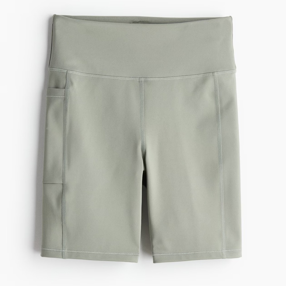 H&M Dry Move High-Rise Performance Bike Shorts in Sage Green